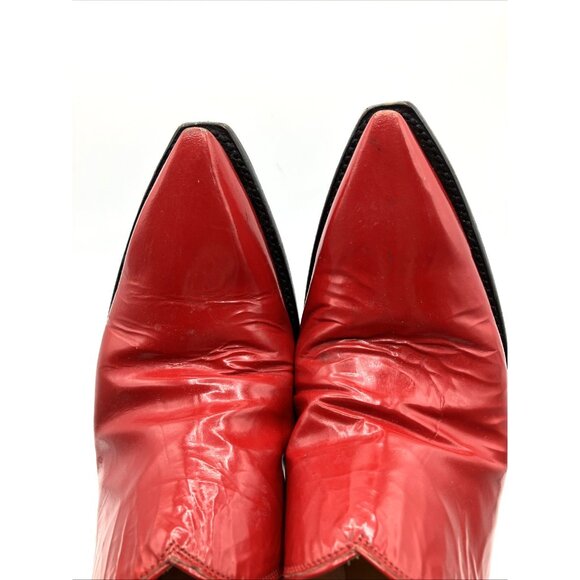 $1k  6 6.5 C Wide back At The Ranch Red Patent Cowgirl Mules Boots Santa Fe - Picture 8 of 10